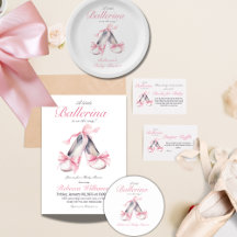 Little Ballerina Pink Bow Girl Baby Shower