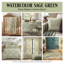 Watercolor Sage Green Olive Pattern Home Decor