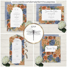 Rustic Blue & Burnt Orange Rust Floral Wedding
