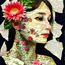 Vintage Beautiful Woman Collage Art