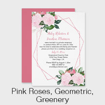 Pale Pink Roses Floral Geometric Wedding Suite