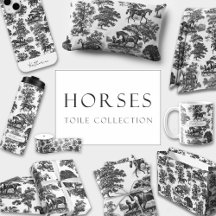 Black and White Toile Horses