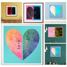 Modern His and Hers Wall Art with Hearts 