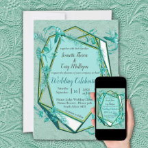 Teal Blue - Green textured background with flowers
