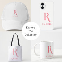 Monogram Name Minimal Modern Pink Home Accessories