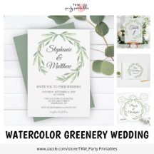 Watercolor Greenery Wedding Collection