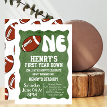 One Year Down Football Boy 1st Birthday Theme 