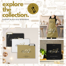 Elegant Black Gold Monogram Kitchen Collection