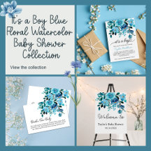 It's a Boy Blue Floral Watercolor Baby Shower 