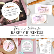 Watercolor Bakery Catering Packaging & Marketing