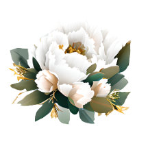 White Peony Eucalyptus Gold Flower