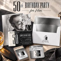 Black and White 50th Birthday Party Collection
