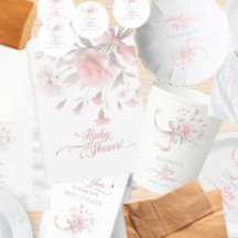 Elegant Watercolor Flower Bouquet Baby Shower