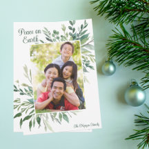 Elegant Botanical Holiday Family Photo Cards