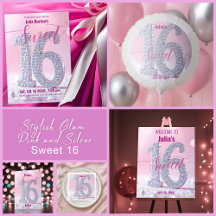 Stylish Glam Pink and Silver Sweet 16 Celebration