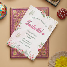 Adorable Pink Birthday Invitations with Cute Butte