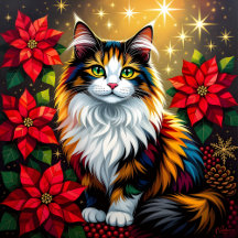 Cute Christmas Whimsical Folk Art Cats