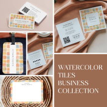 Boho Watercolor Tiles terracotta palette 