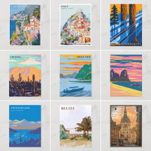 Retro Travel Themed Postcards