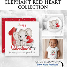 Cute Elephant Red Heart