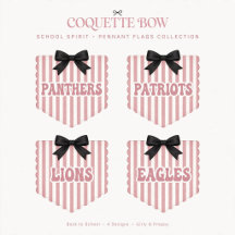 Coquette Bow School Spirit Pennant Flags | Custom 