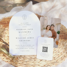 Elegant Initials Black & White Photo Wedding