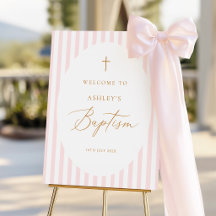 Pink Stripes Baptism Baby Girl