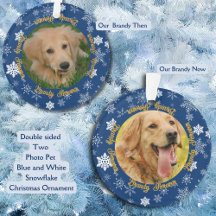 Rustic Blue White Snowflake Custom Photo Pet