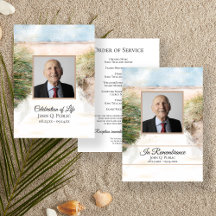 Natural Beach Watercolor Funeral Service Memorial