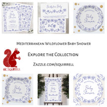 Mediterranean Blue White Wildflower Baby Shower