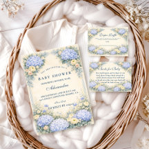 Dusty Blue Hydrangea Baroque Floral Baby Shower