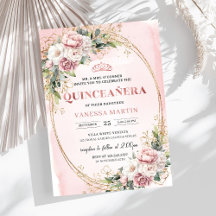 Rose gold blush floral Quinceañera Set 36-15