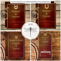 Western Rustic Horseshoe & Heart Burgundy & Gold