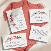 Red wildflower Baby Shower Collection Boho Floral 