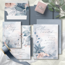 Calligraphy Floral Wedding Dusty Blue