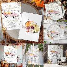 Little Pumpkin Vintage Fall Pink Truck Baby Shower