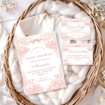 Vintage Pink Toile Lamb Baby Shower