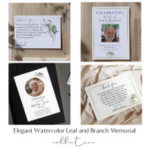 Elegant Watercolor Leaf and Branch Memorial