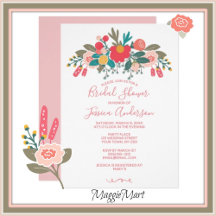 Pink Floral Bouquet Invitation Suite