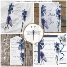 Modern Blue Iris Flowers Wedding