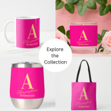 Bridesmaid Bridal Party Gifts Monogram Hot Pink