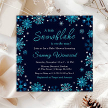 Blue and Silver Snowflakes Baby Shower