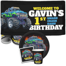 1st Birthday Monster Truck Custom Party Supplies