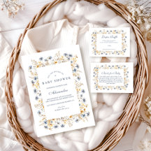 Golden Blue Wildflower Baby Shower