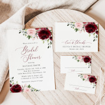 Burgundy and Blush Flowers Bridal Collection