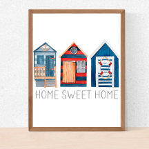 Home Sweet Home Watercolor Beach Hut Cabanas