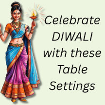 Matching Happy Diwali Purple Table Settings