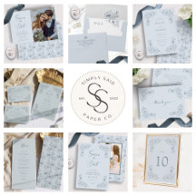 Dusty Blue Vintage Floral Wedding Suite