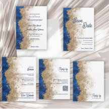 Royal Blue Gold Abstract Wedding Suite