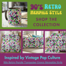 90s Retro Purple Turquoise Green Memphis Style